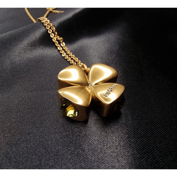 Pilgrim Gold-Tone Clover Necklace With Crystal Accents - Picture 2 of 5